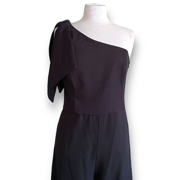 BHLDN Anthropologie Womens Windham Jumpsuit Plus Sz 18 Black 1 Shoulder Wide Leg - Picture 4 of 12
